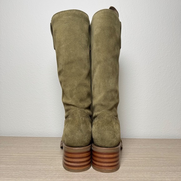 Frye Campus 12R Slouch Suede Boots Olive Mid Calf Block Heel Women's 8 Boho - Picture 6 of 10